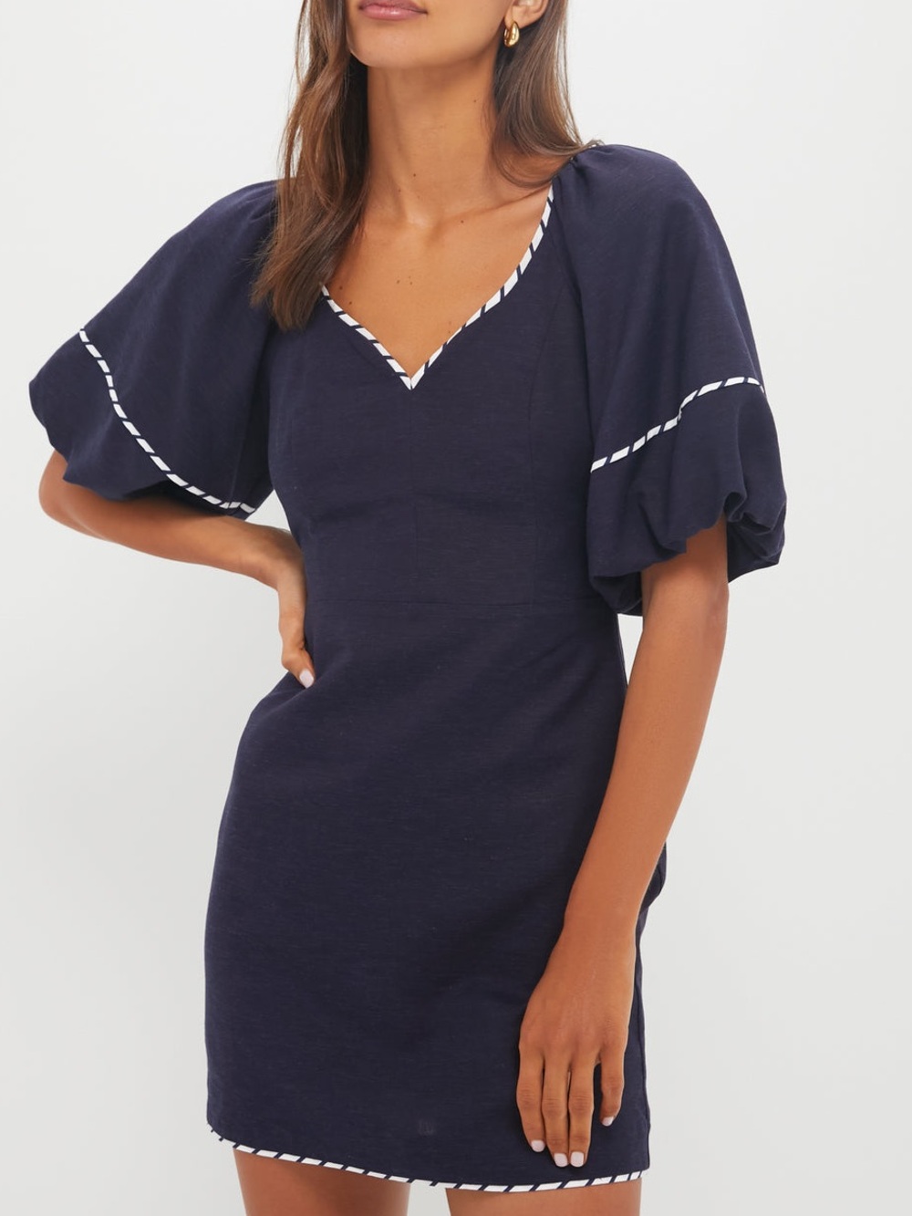 NWT HYACINTH HOUSE
Navy with Striped Piping Keel Mini Dress